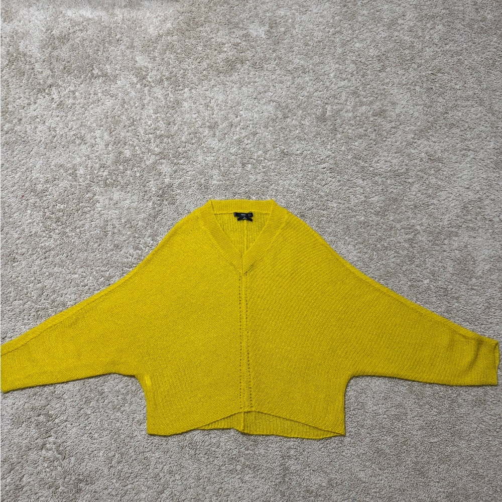 Mango Yellow Mohair V-Neck Women's Sweater